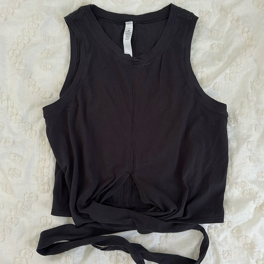 Black cropped, wrap tank top, lululemon, size 4